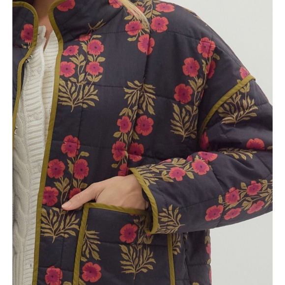 NWT Floral Quilted Medium Weight quilted Jacket coat - Picture 7 of 8